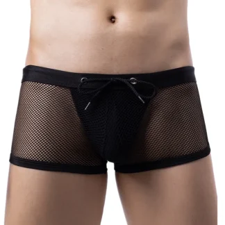 Drawstring Waist Mesh Boxer Brief